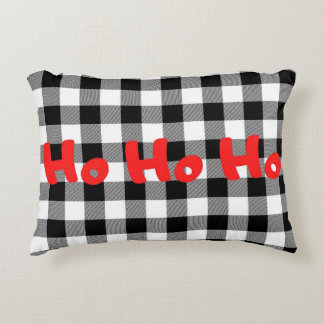 Christmas Ho Ho Ho Buffalo Plaid Check Decorative Cushion