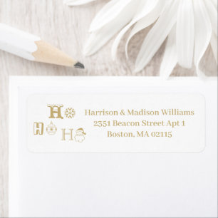 Christmas Ho Ho Ho gold & white Return Address 
