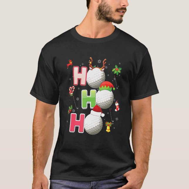 Christmas Ho Ho Ho Golf Pajama Santa T-Shirt (Front)