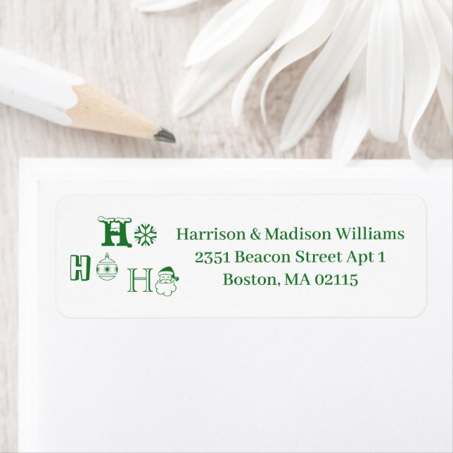 Christmas Ho Ho Ho green custom Return Address   (Insitu)