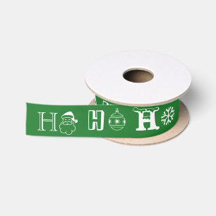 Christmas Ho Ho Ho green & white cute Satin Ribbon