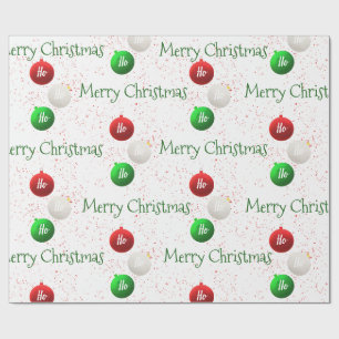 Christmas Ho Ho Ho Ornament Wrapping Paper