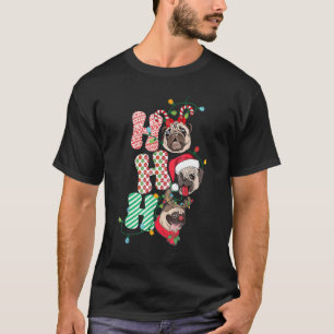 Christmas Ho Ho Ho Pug Dog For Dog Xmas T-Shirt