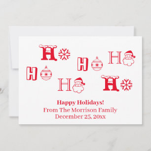 Christmas Ho Ho Ho red custom name date cute Holiday Card