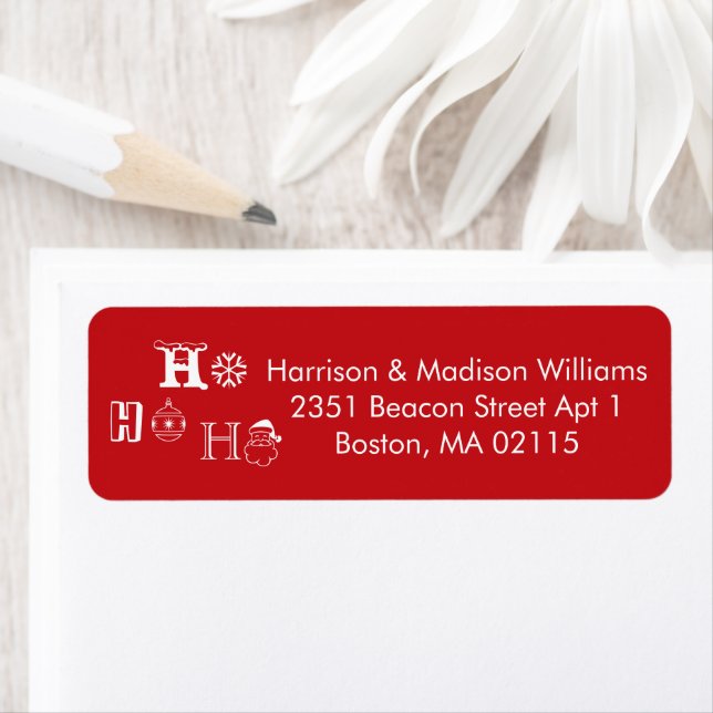 Christmas Ho Ho Ho red cute Return Address  (Insitu)
