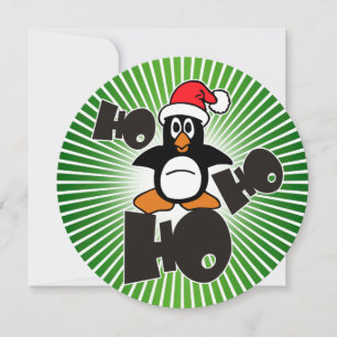Christmas - Ho Ho Ho Santa Claus Penguin 1 Holiday Card