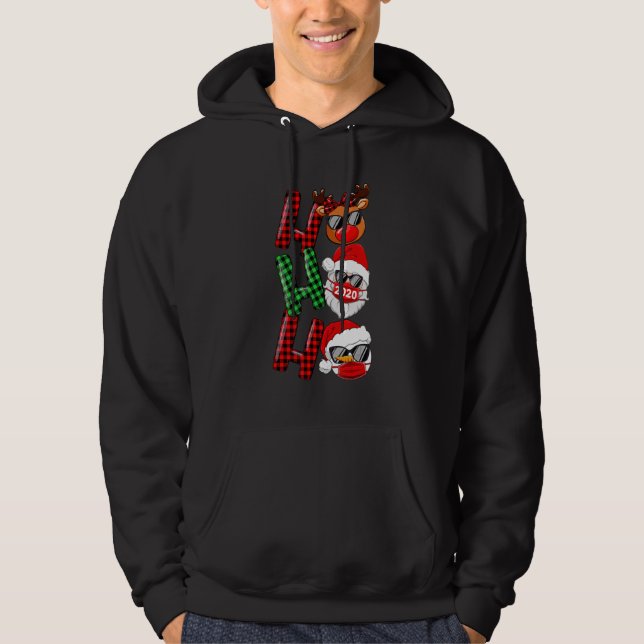 Christmas Ho Ho Ho Santa Reindeer Snowman Face Mas Hoodie (Front)
