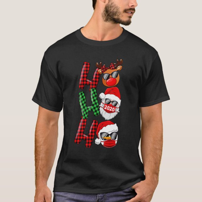 Christmas Ho Ho Ho Santa Reindeer Snowman Face Mas T-Shirt (Front)