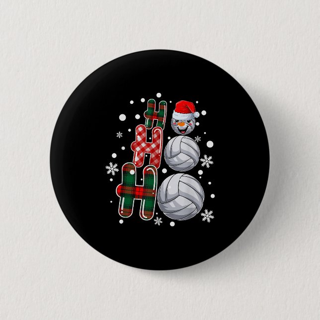 Christmas Ho-ho-ho Santa Snowman Volleyball Xmas P 6 Cm Round Badge (Front)