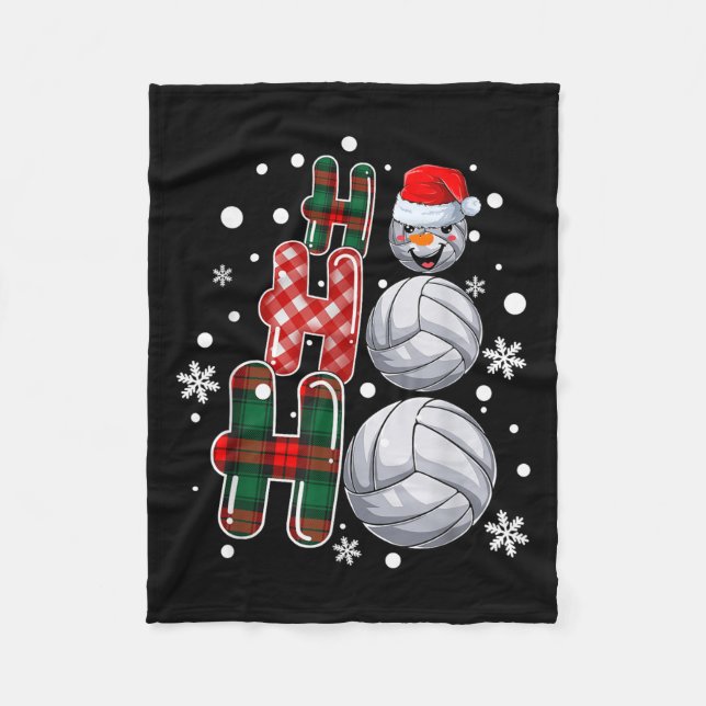Christmas Ho-ho-ho Santa Snowman Volleyball Xmas P Fleece Blanket (Front)