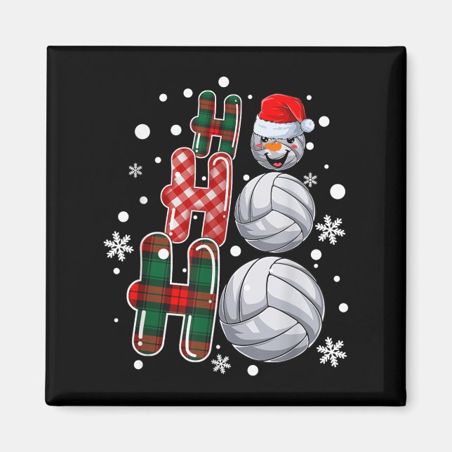 Christmas Ho-ho-ho Santa Snowman Volleyball Xmas P Magnet (Front)