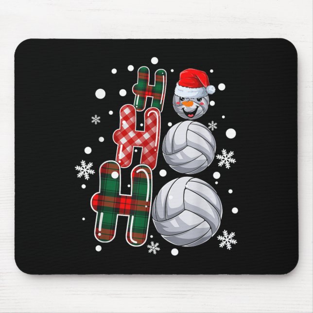 Christmas Ho-ho-ho Santa Snowman Volleyball Xmas P Mouse Mat (Front)