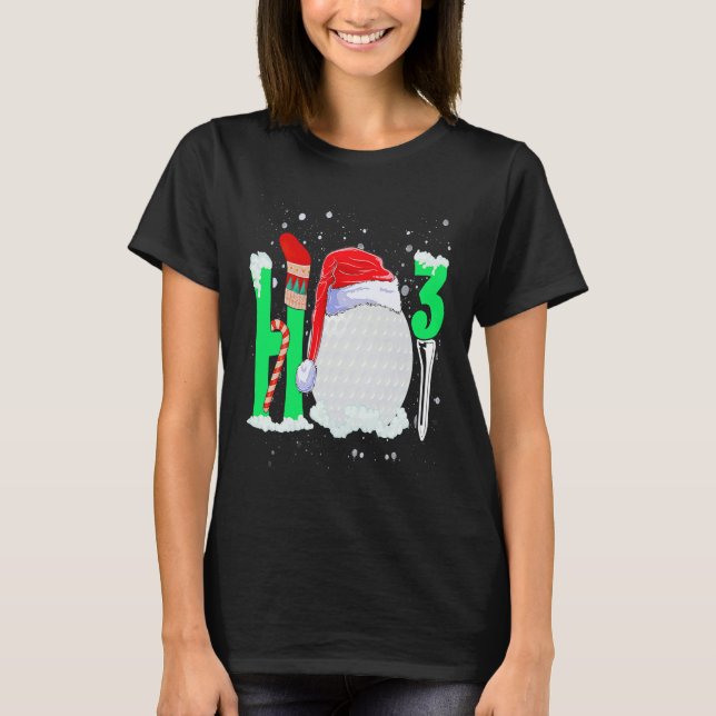 Christmas Ho Ho X 3 Golf Holiday Santa Hat Xmas T-Shirt (Front)