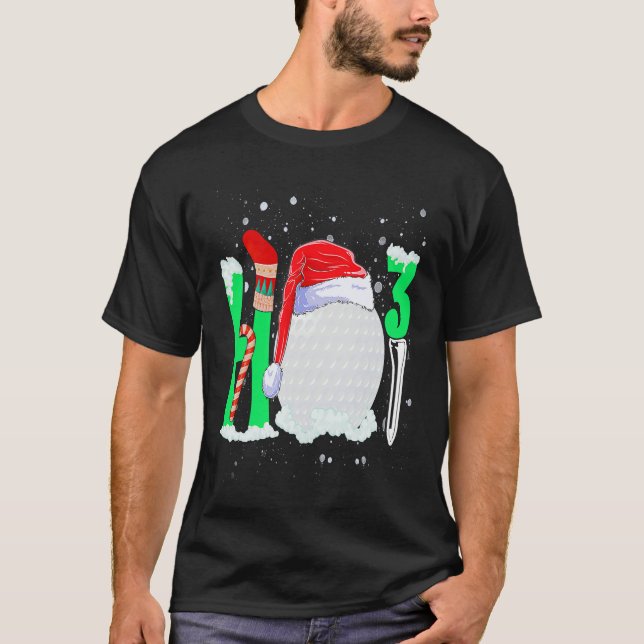 Christmas Ho Ho X 3 Golf Holiday Santa Hat Xmas T-Shirt (Front)