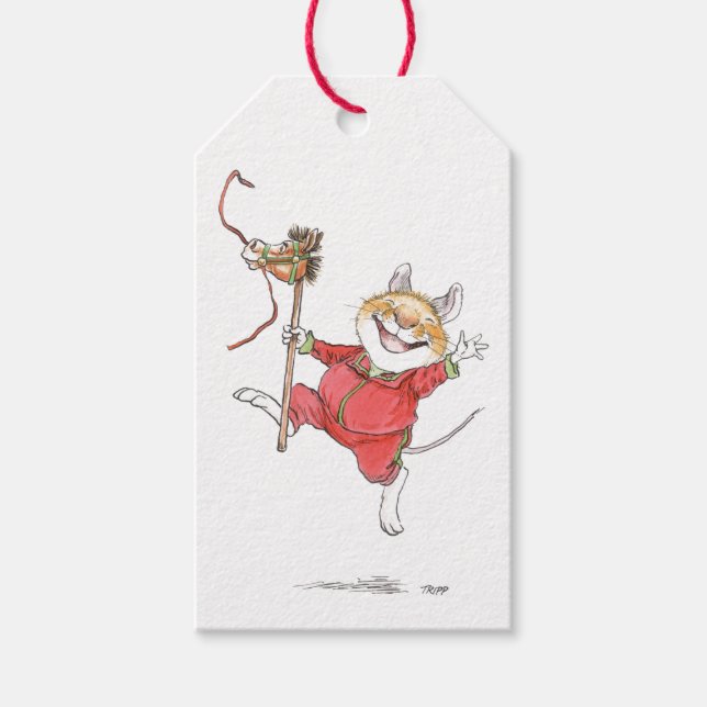 Christmas Hobbyhorse Mouse Gift Tag (Front)