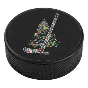 Christmas Hockey Sports Ball Santa Hat Xmas  Hockey Puck