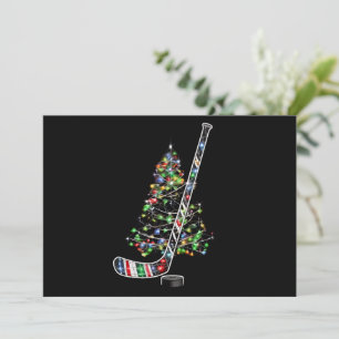 Christmas Hockey Sports Ball Santa Hat Xmas Holiday Card