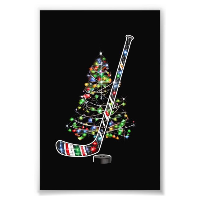 Christmas Hockey Sports Ball Santa Hat Xmas  Photo Print (Front)