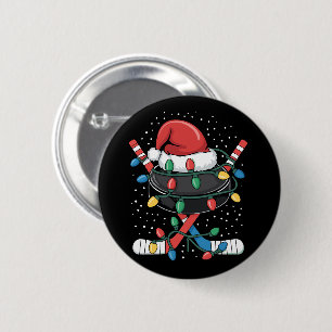 Christmas Hockey Xmas Santa Sports Hat Ball  6 Cm Round Badge