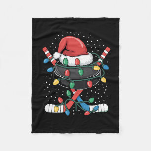 Christmas Hockey Xmas Santa Sports Hat Ball  Fleece Blanket