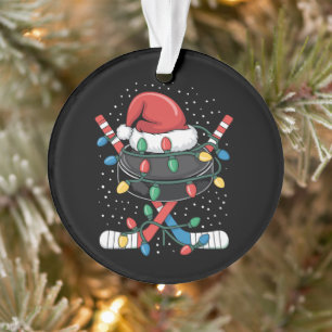Christmas Hockey Xmas Santa Sports Hat Ball Ornament