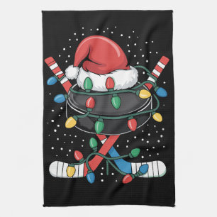 Christmas Hockey Xmas Santa Sports Hat Ball Tea Towel