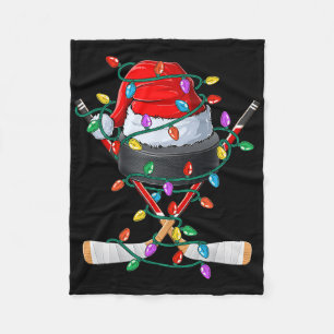 Christmas Hockey Xmas Santa Sports Hat Ll Kids Boy Fleece Blanket