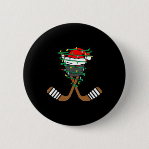 Christmas Hockey Xmas Santa Sports Kids Boys Men C 6 Cm Round Badge