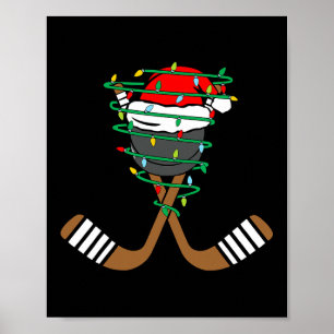 Christmas Hockey Xmas Santa Sports Kids Boys Men C Poster
