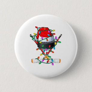 Christmas Hockey Xmas Santa Srts Hat Ball Kids B 6 Cm Round Badge