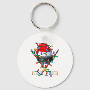 Christmas Hockey Xmas Santa Srts Hat Ball Kids B Key Ring