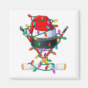 Christmas Hockey Xmas Santa Srts Hat Ball Kids B Magnet