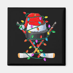 Christmas Hockey Xmas Santa Srts Hat Ball Kids Boy Magnet