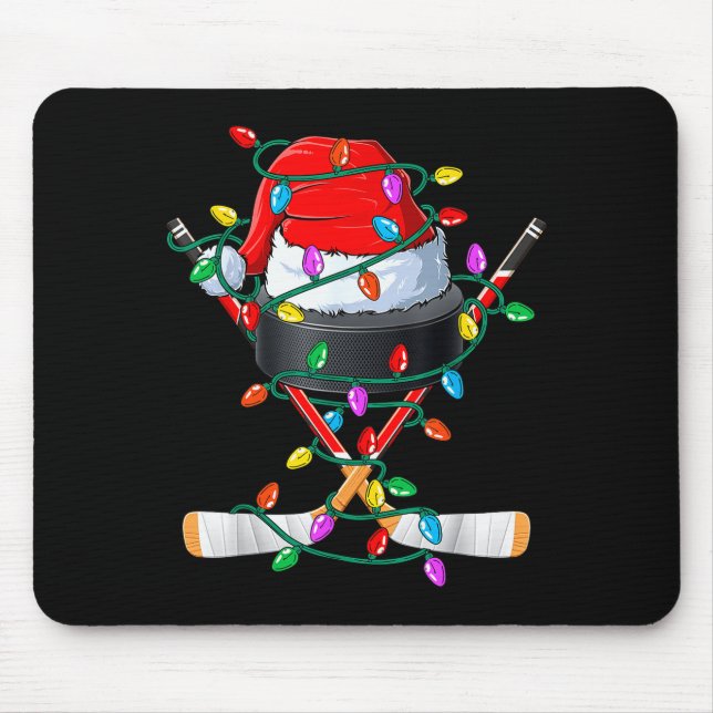 Christmas Hockey Xmas Santa Srts Hat Ball Kids Boy Mouse Mat (Front)