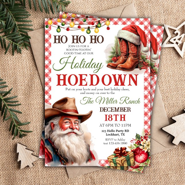 Christmas Hoedown Western Holiday Hoedown Xmas Invitation (Creator Uploaded)