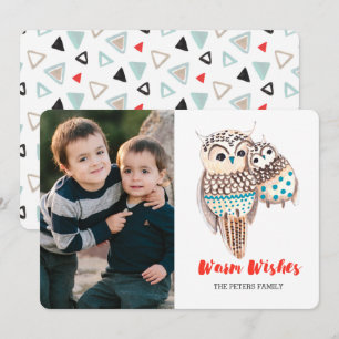 Christmas Hoiday Owls Photo Invitations