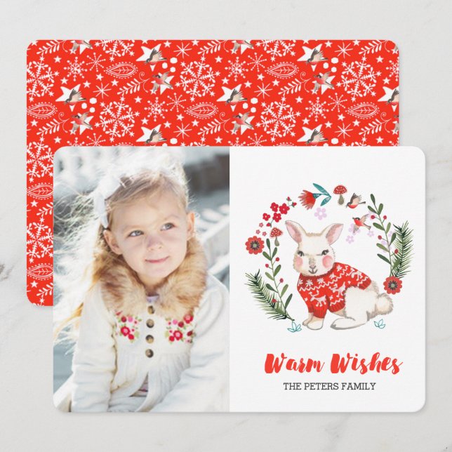 Christmas Hoiday Rabbit | Photo Invitations (Front/Back)