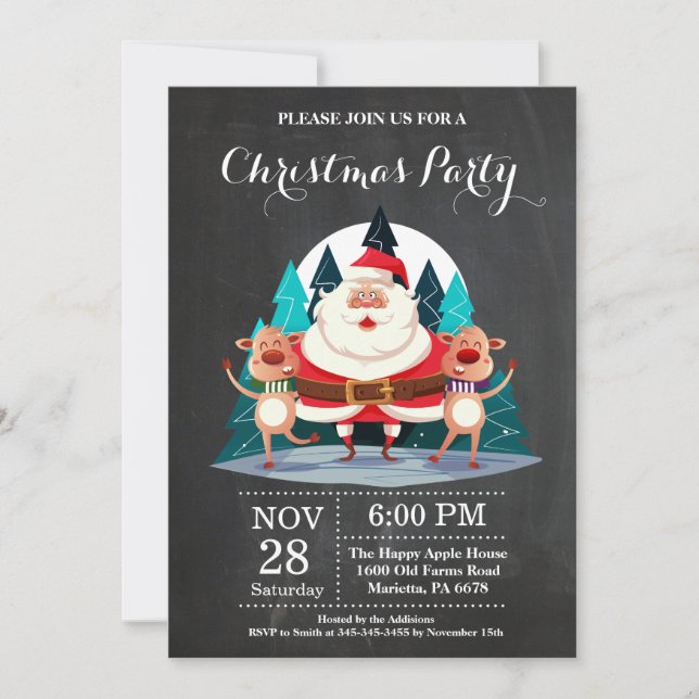 Christmas Holiady Party Invitation Santa Claus (Front)