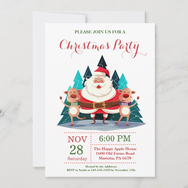 Christmas Holiady Party Invitation Santa Claus (Front)