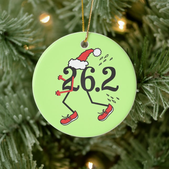 Christmas Holiday 26.2 © Funny Marathon Runner Ceramic Tree Decoration (Tree)