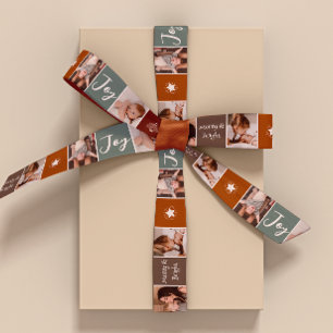 Christmas/Holiday 4-Photo Collage Merry & Bright Satin Ribbon