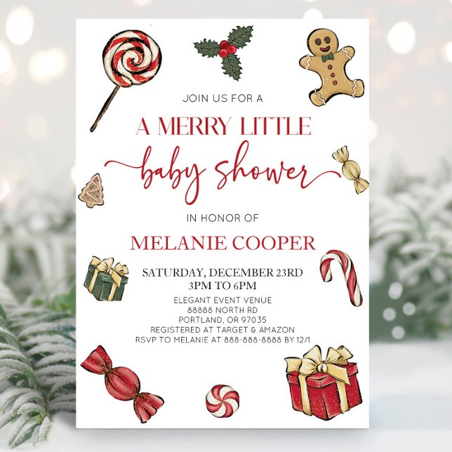 Christmas Holiday A Merry Little Baby Shower  Invitation (Creator Uploaded)
