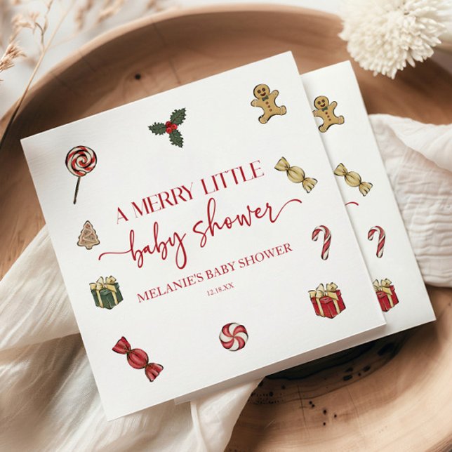 Christmas Holiday A Merry Little Baby Shower Napkin (Creator Uploaded)