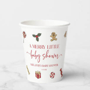 Christmas Holiday A Merry Little Baby Shower Paper Cups