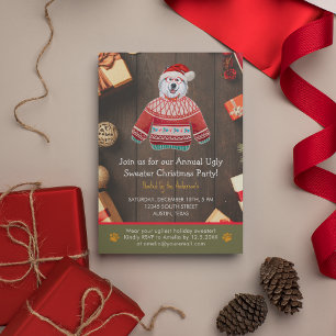 Christmas Holiday Alaskan Dog Ugly Sweater Party Invitation