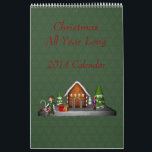 Christmas Holiday All Year Long  Calendar<br><div class="desc">Enjoy the Christmas holidays all year long with cute snowmen, elves, gingerbread cookies, holiday trees, gifts and ornaments. Easily change the year of the calendar by clicking on Choose Your Style and then clicking on Edit date style and options. Visit Smilin' Eyes Treasures for more flower, animal, and nature cards...</div>