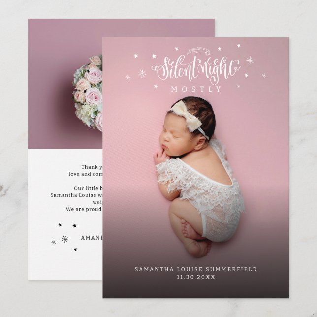 Christmas Holiday Baby Photo Birth Announcement (Front/Back)