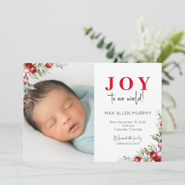 Christmas Holiday Baby Photo Birth Announcement (Standing Front)
