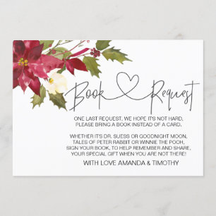 Christmas Holiday Baby Shower Book Request Cards