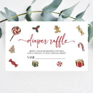 Christmas Holiday Baby Shower Diaper Raffle Enclosure Card